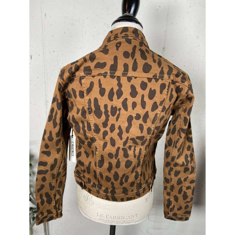 NWT L’AGENCE Celine Cheetah Print Denim Jacket Size S MSRP $365 - Picture 4 of 9
